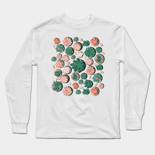 Succulent pots // green and coral Long Sleeve T-Shirt